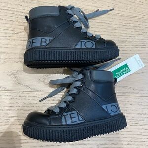 New Toddler Boots, Black/Grey, Zipper/Laces, Unisex, Toddler US 7.5 (UK 24)